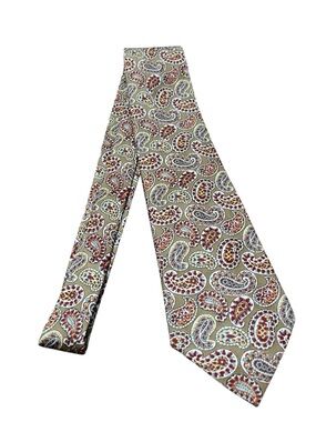 Henry Poole & Co. Bespoke London 100% Silk Handmade Tie Tan Paisley